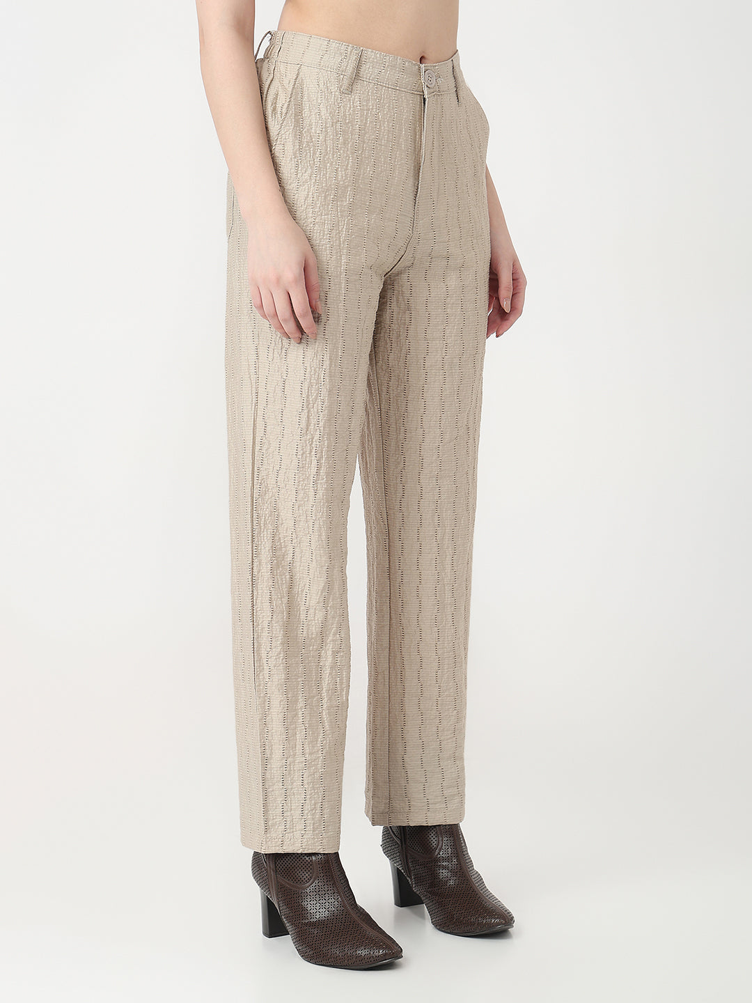 Women Pumice Stone Straight Fit Korean Pants
