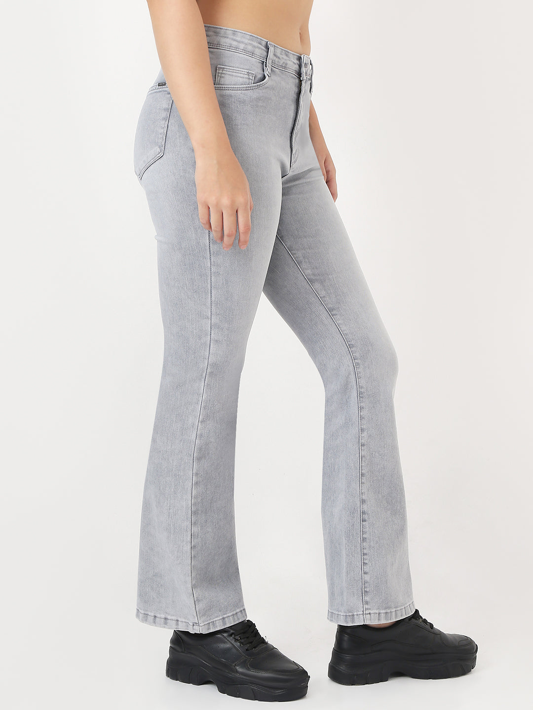 Women Light Grey High-Rise Flare Jeans