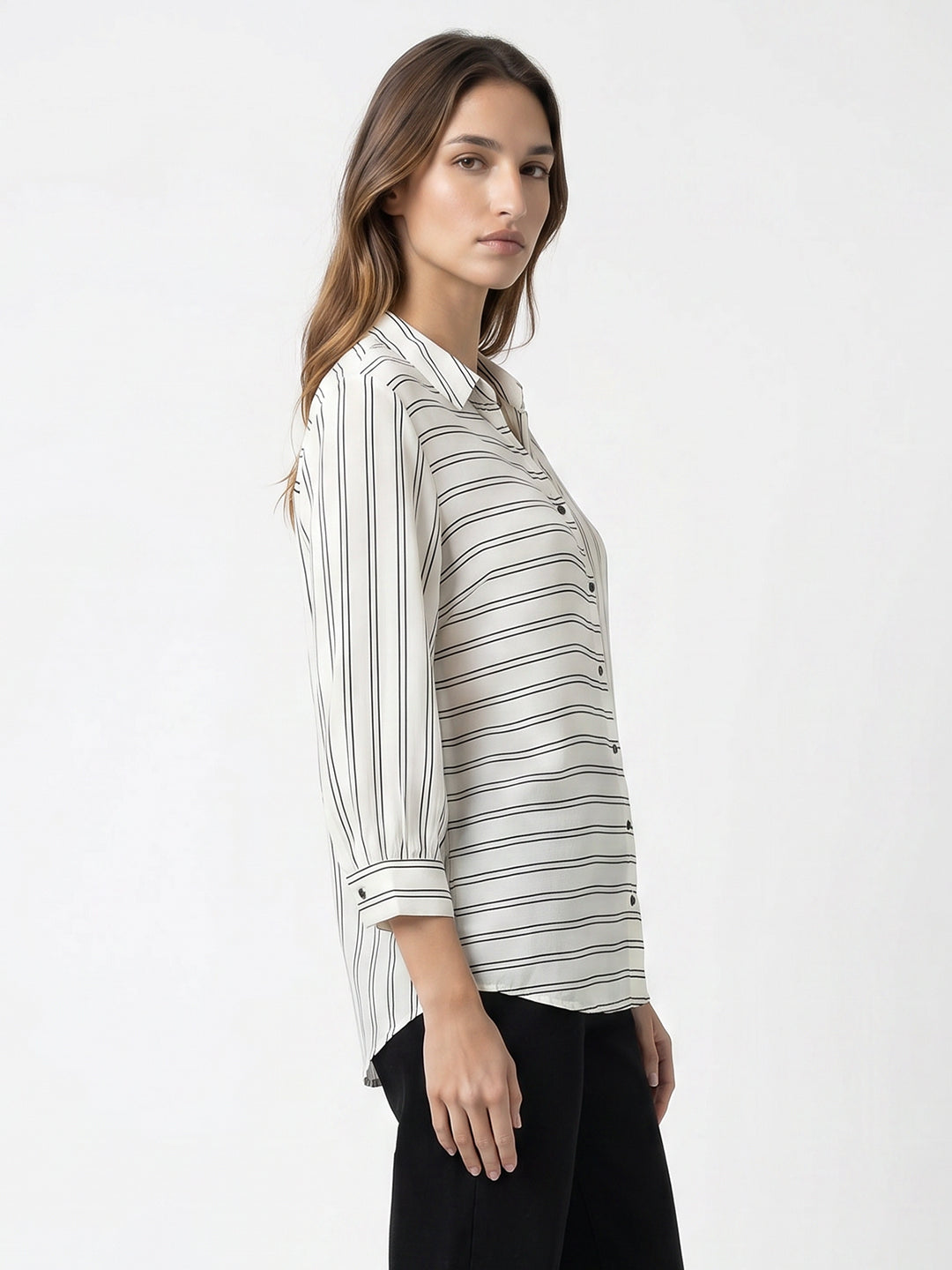 Women Black/White Stripe Shirt