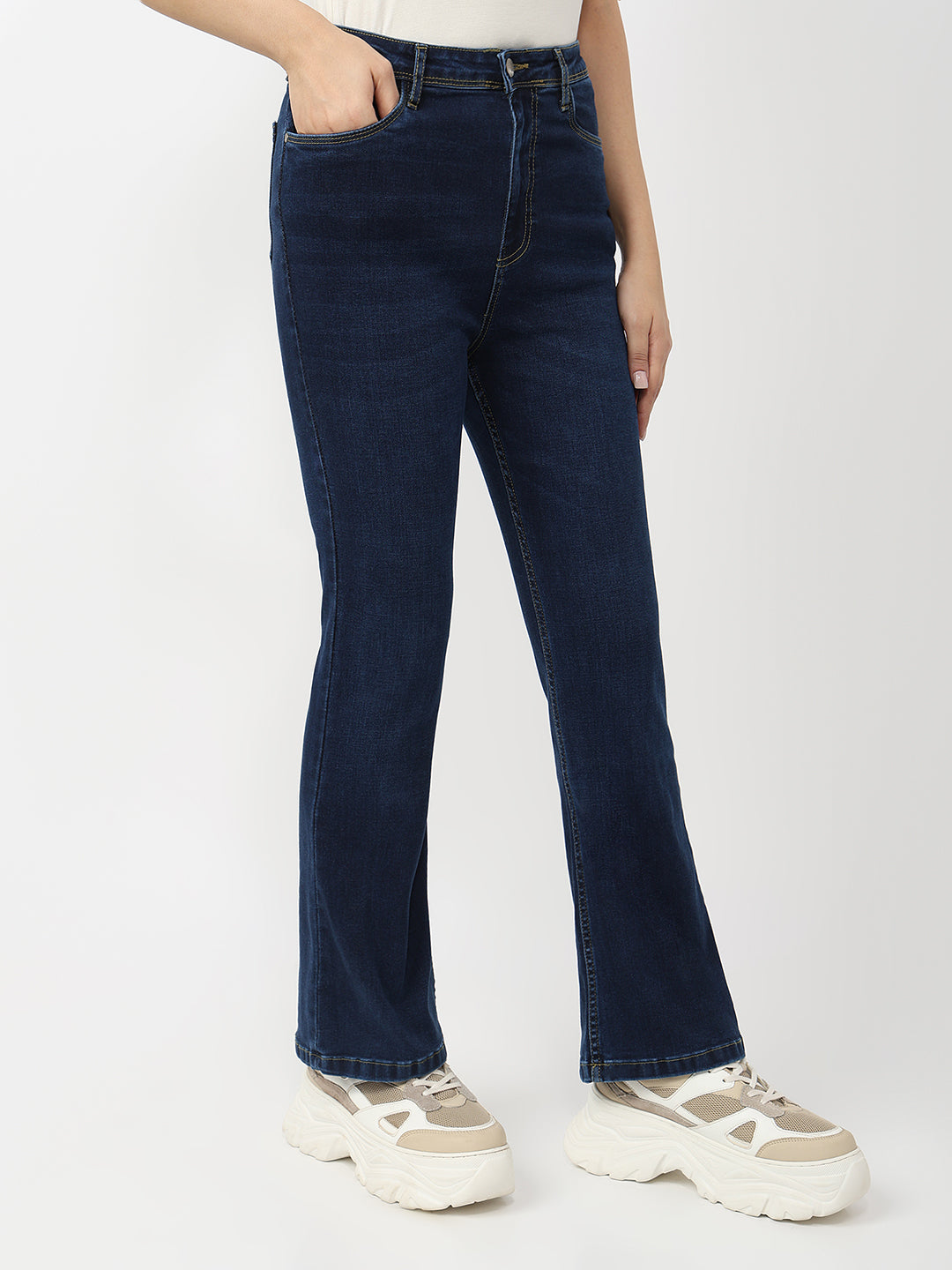 Women Blue Mini Flare Jeans