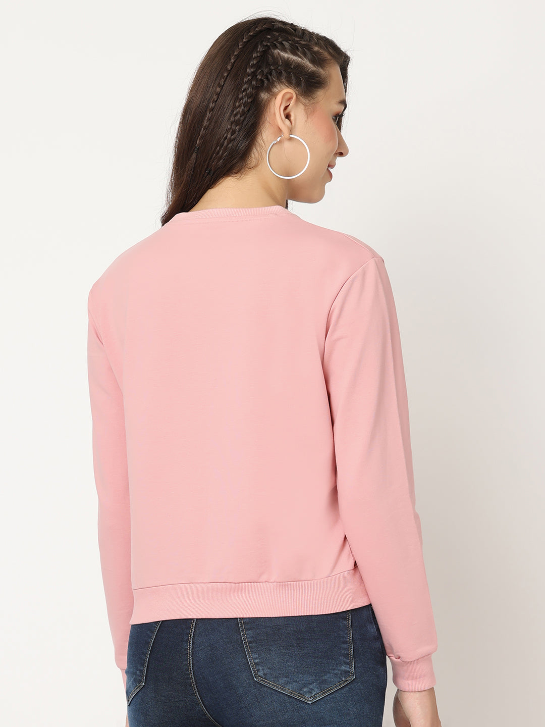 Women Blush Pink Slim Fit Sweatshirt