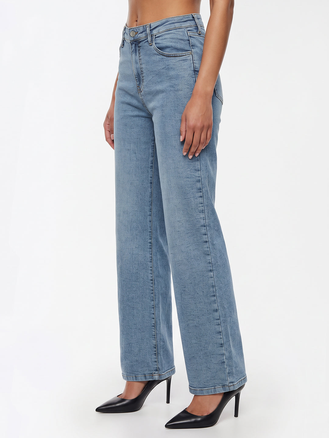 Light Blue High-Rise Wide Leg Jeans