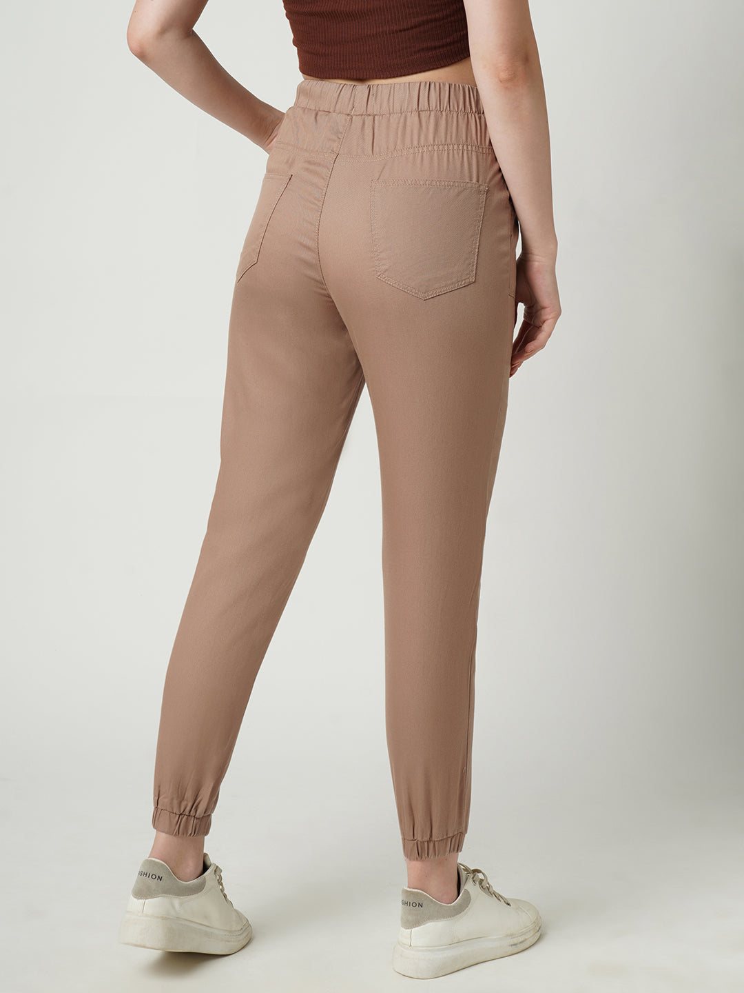 Women High-Rise Slim Fit Denim Joggers