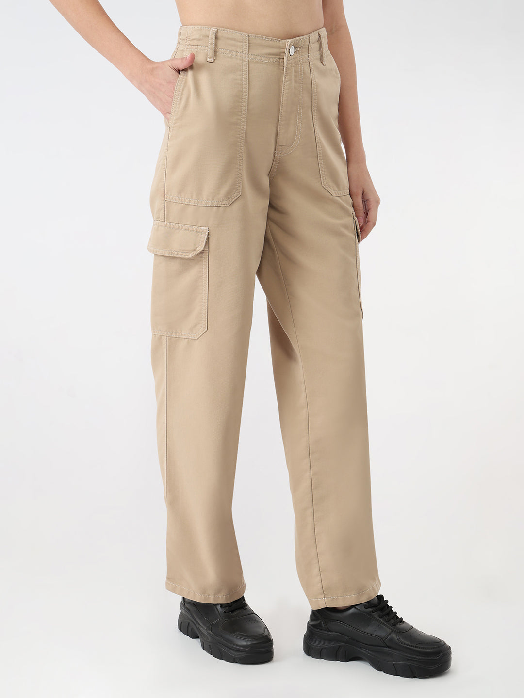 Women Oatmilk Mid-Rise Skinny Cargo