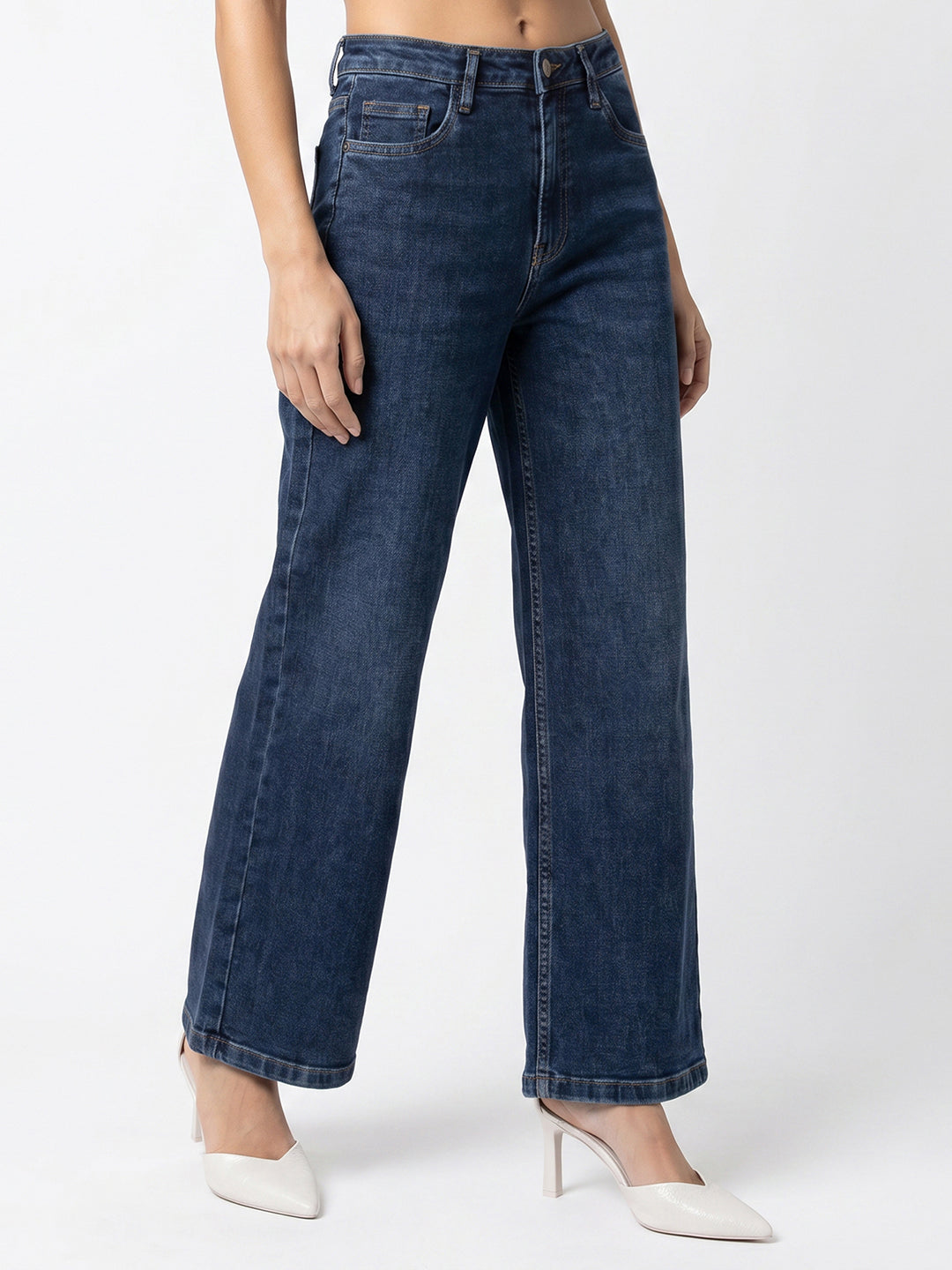 Women Blue High-Rise Culottes