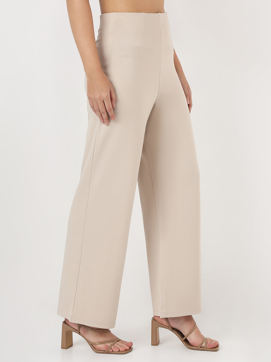 Women Beige Wide Leg Treggings