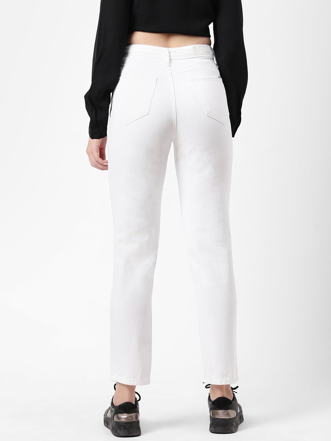 Women White High-Rise Mom Fit Jeans