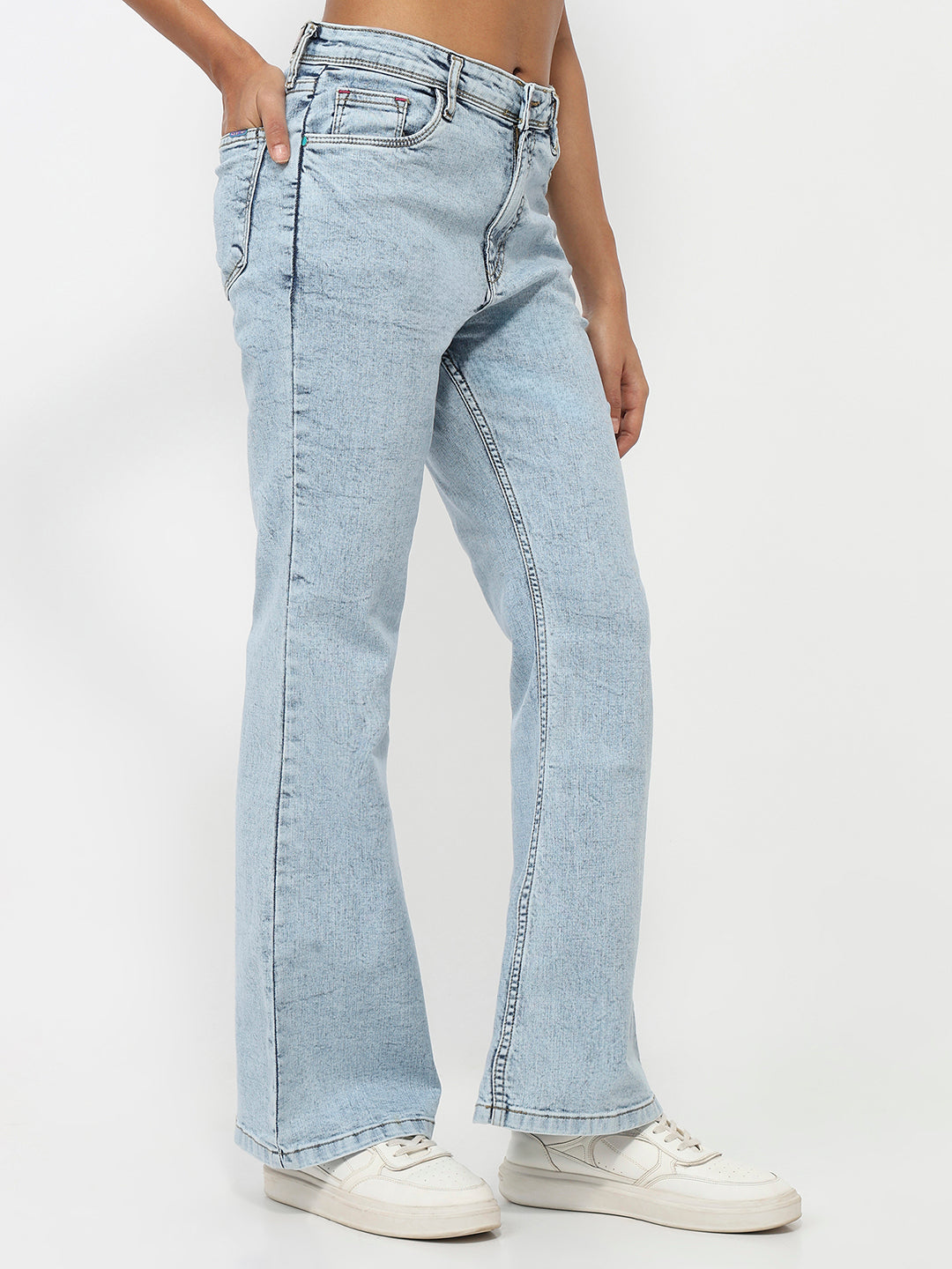 Women Blue High-Rise Flare Jeans