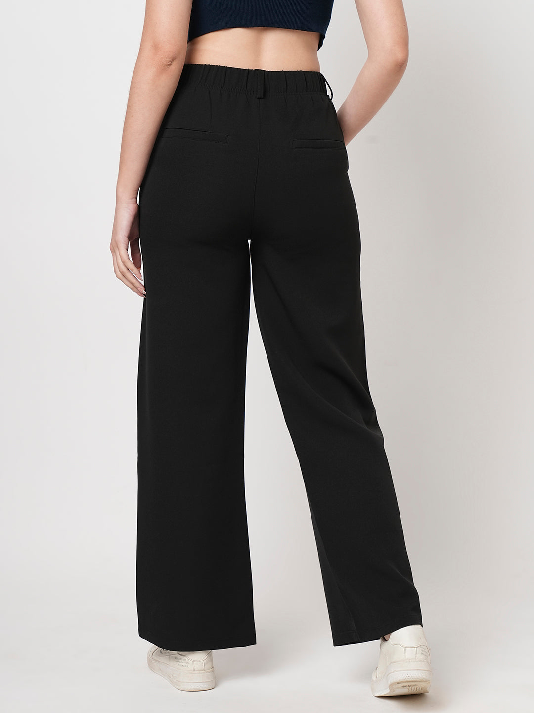 Women Black Mid-Rise Trousers