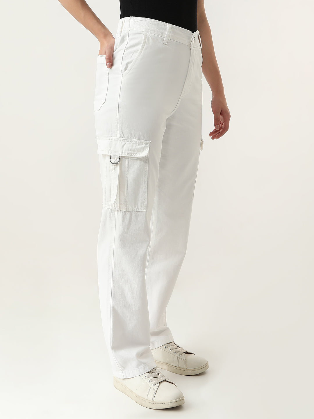 Women White High-Rise Cargo