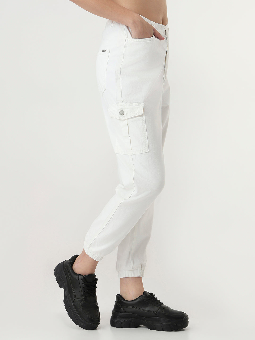 Women White Mid-Rise Skinny Cargo