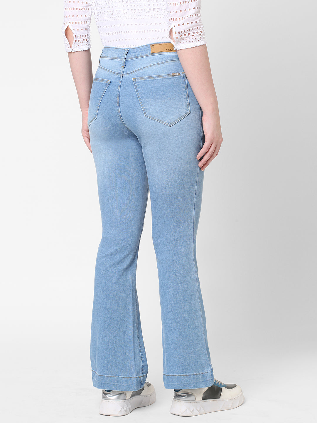 Women Light Blue High-Rise Flare Jeans