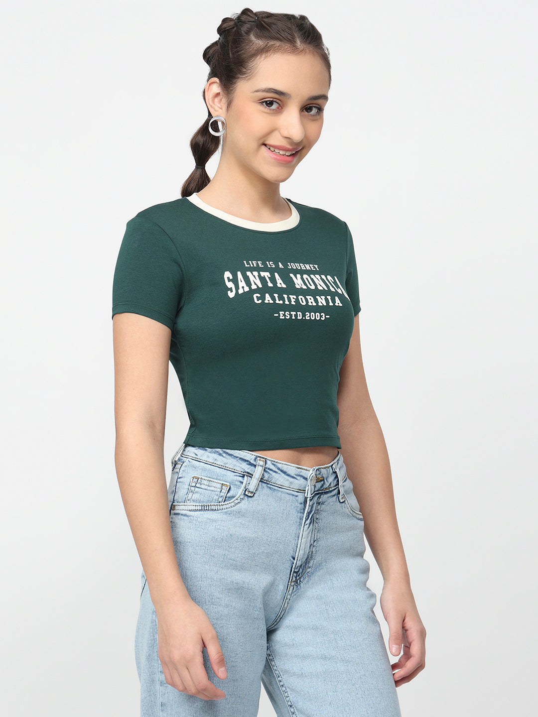 Women Bottle Green Genz Tees