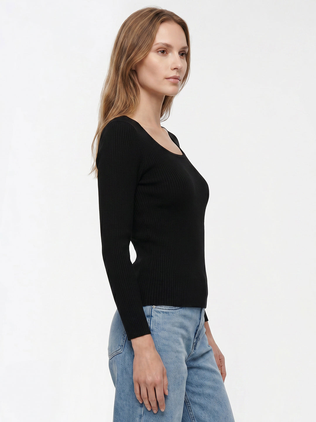 Women Black Flat Knit