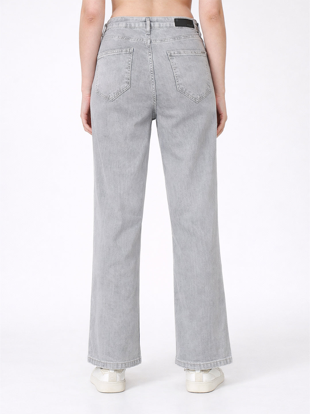 Women Light Grey High-Rise Wide Leg Jeans
