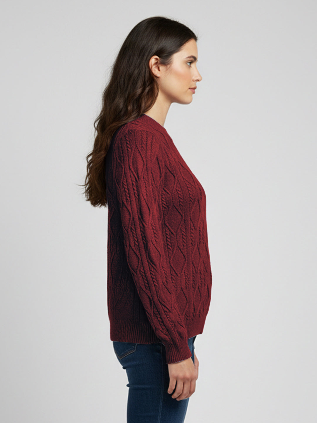 Women Maroon Slim Fit Sweater