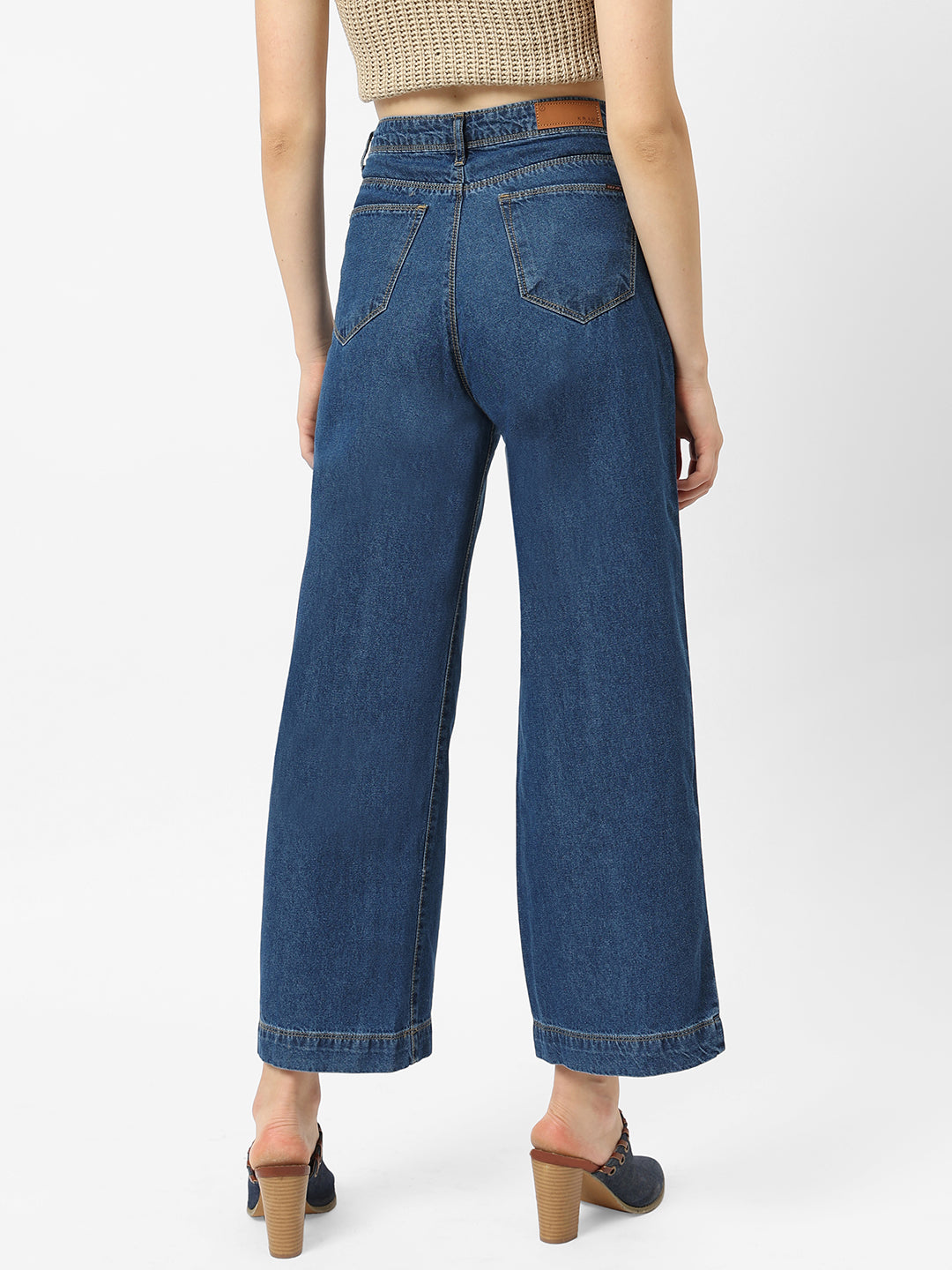 Women Blue High-Rise Wide Leg Jeans