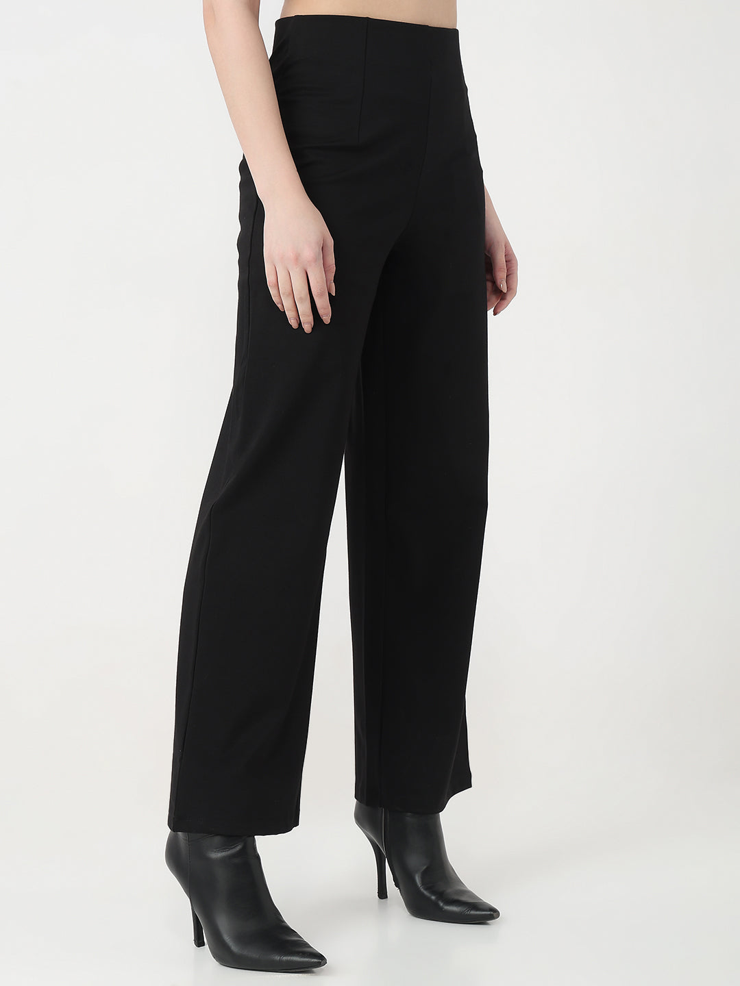Women Black Wide Leg Treggings