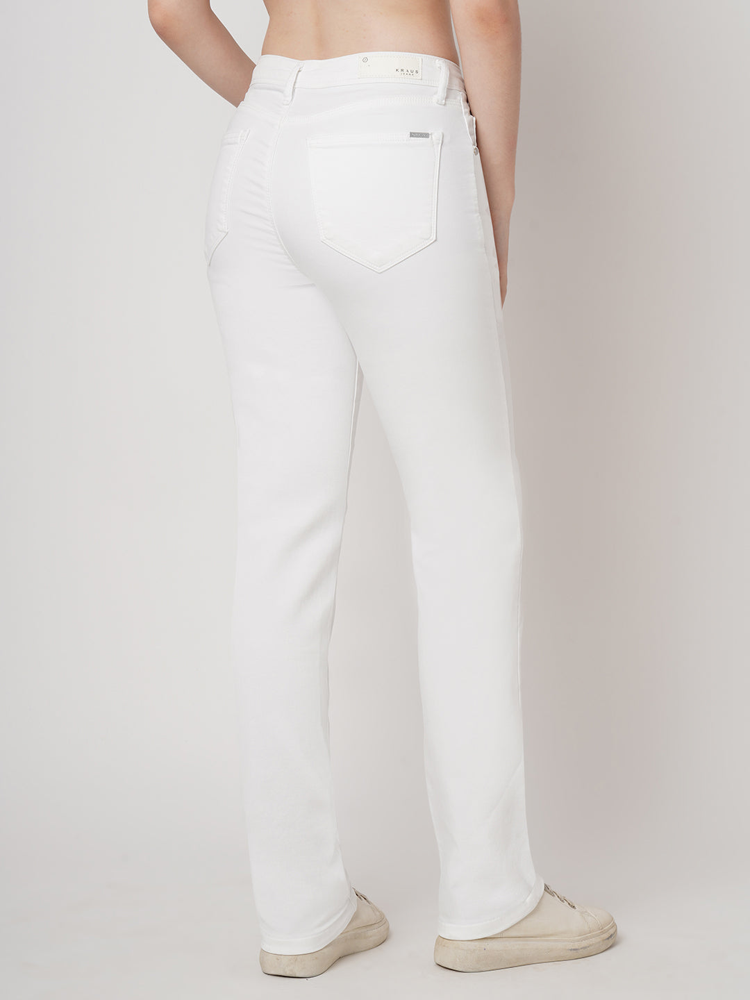Women White High-Rise Snug Straight Fit Jeans