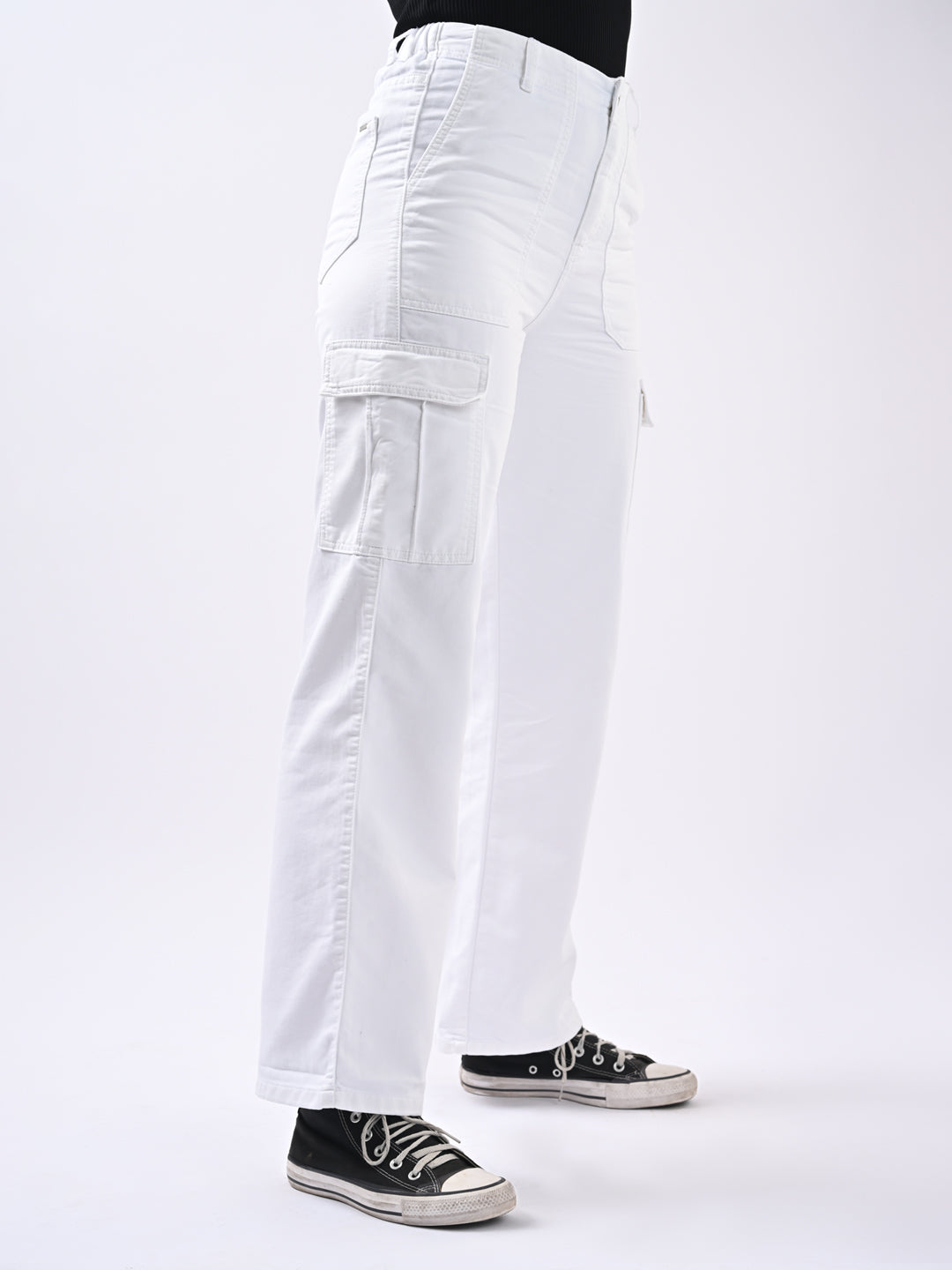 Women White High-Rise Cargo