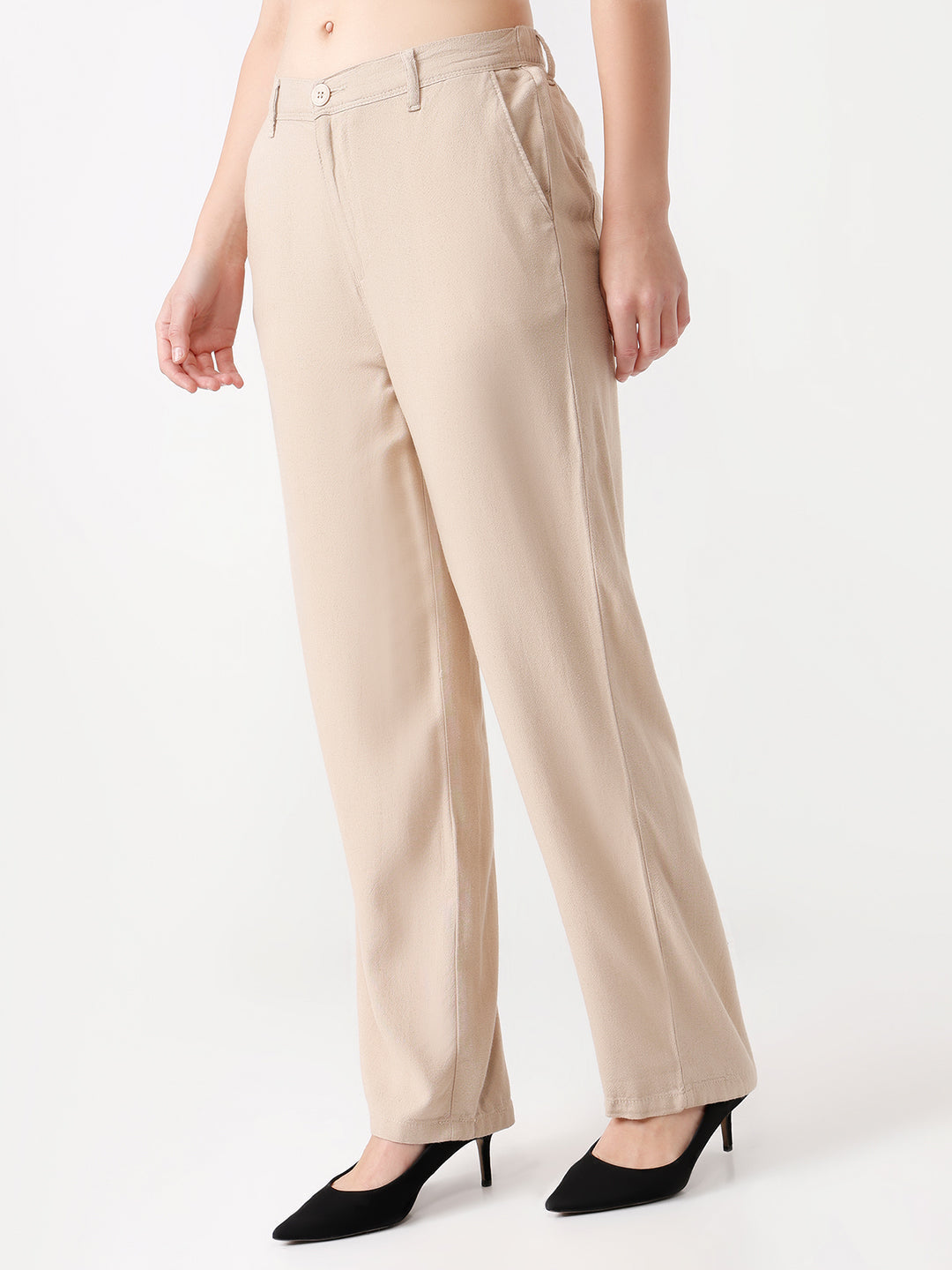 Women High-Rise Loose Straight Fit Korean Pants