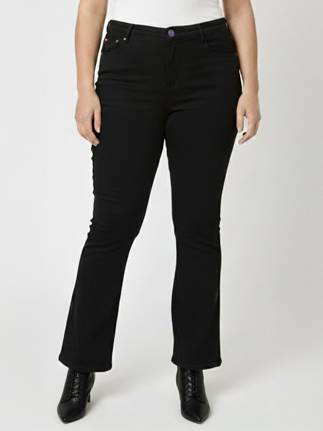 Women Black Mini Flare Jeans