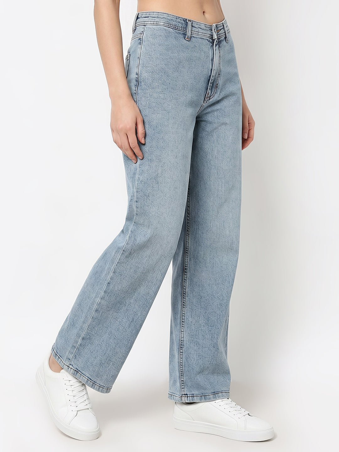 Light Blue Ribcage Wide Leg Jeans