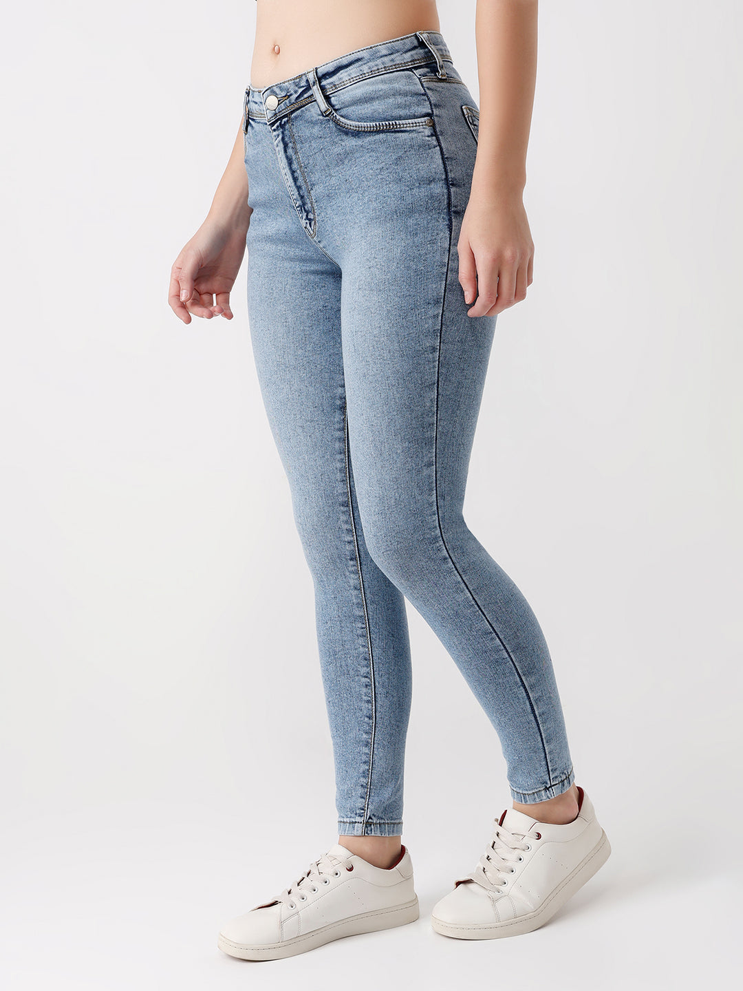 Women Light Blue High-Rise Skinny Jeans