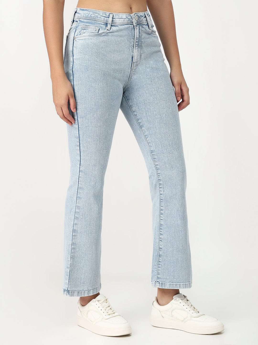 Light Blue High-Rise Mini Flare Jeans