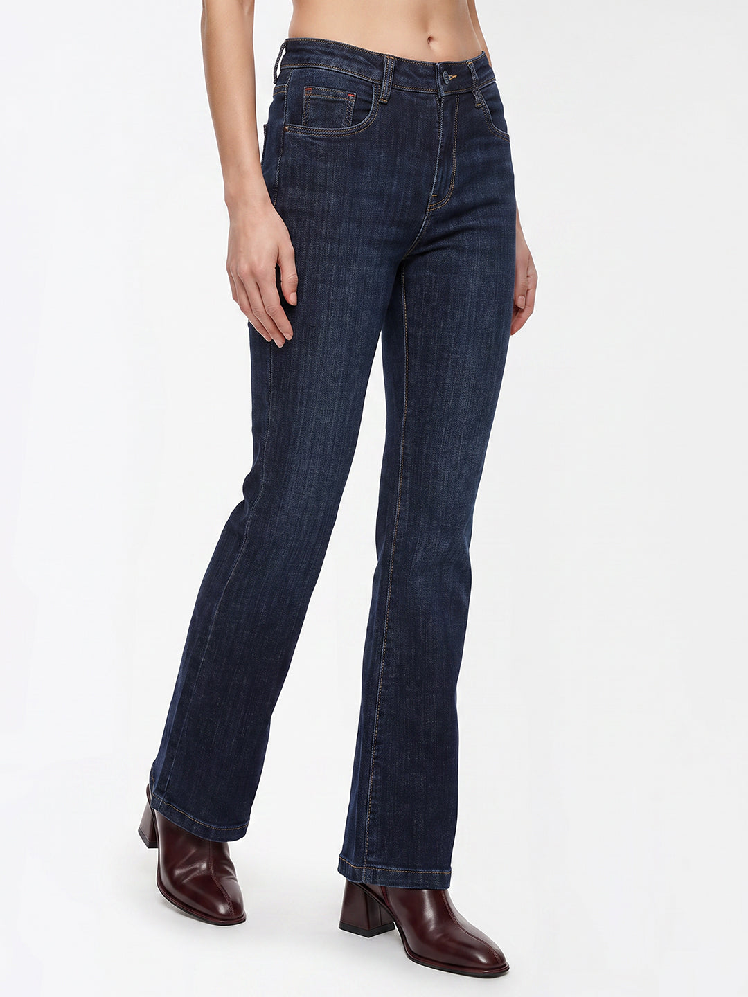 Women Dark Blue High-Rise Flare Jeans