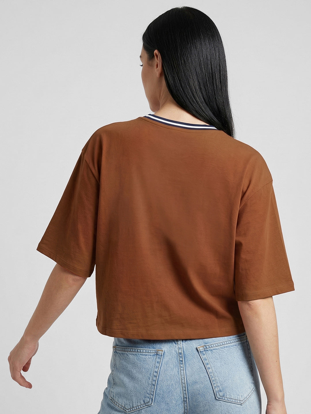 Women Sepia Graphic Print Crop Tees