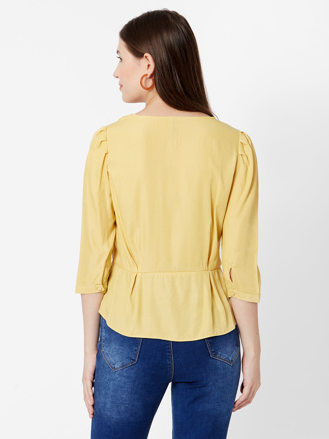 Women Mustard Peplum Top