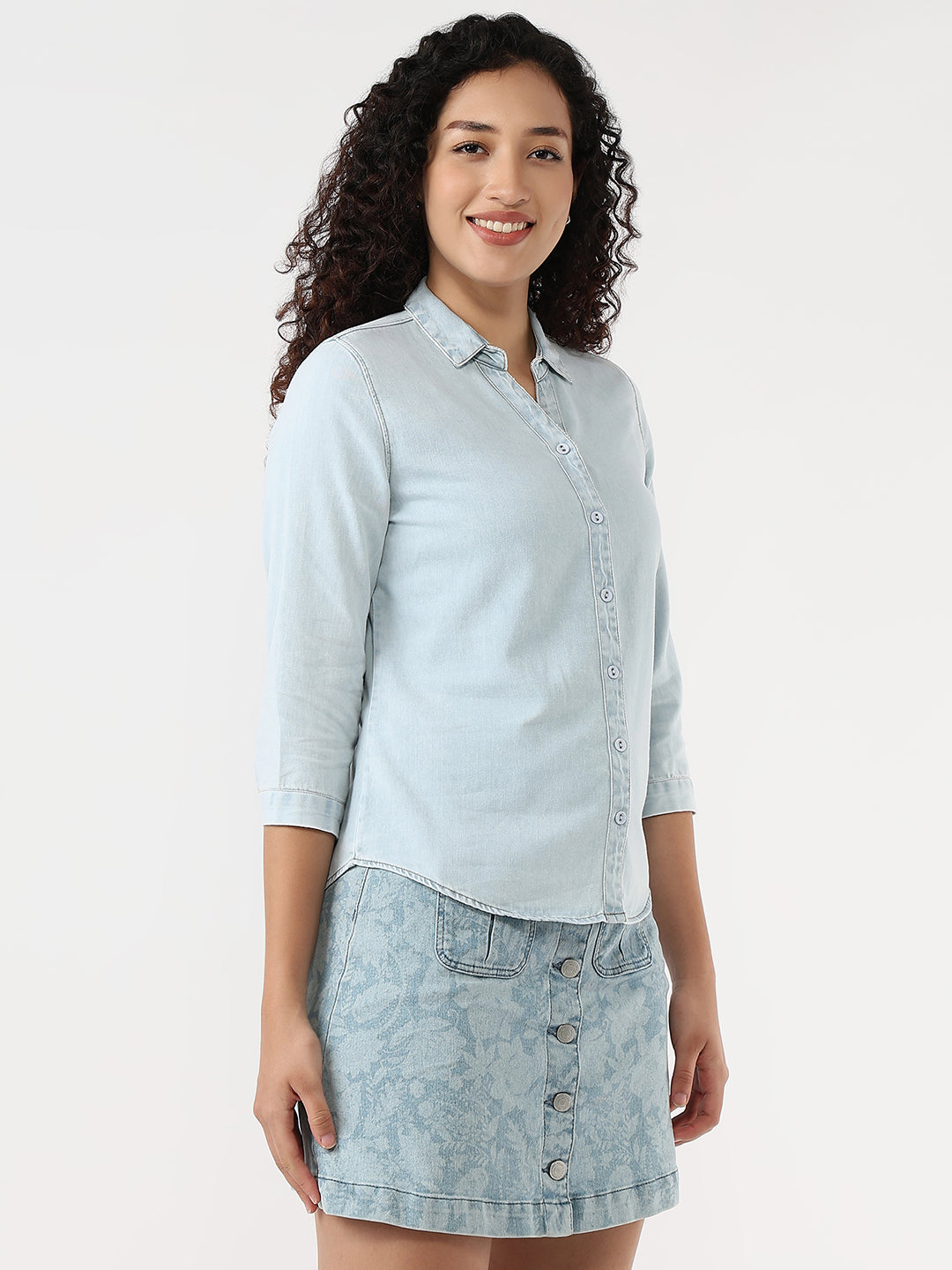 Women Blue Slim Shirt