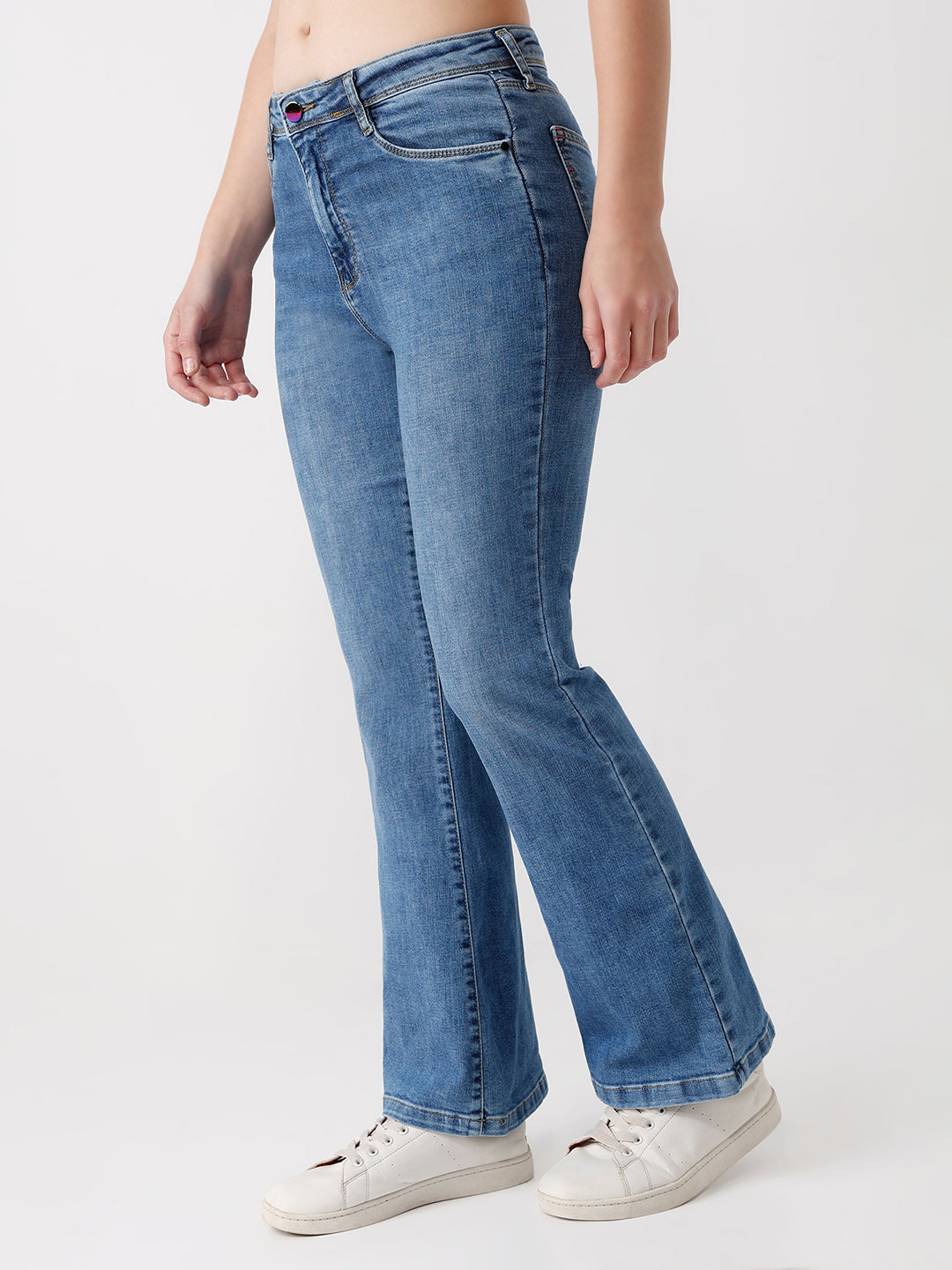 Women Blue High-Rise Flare Jeans