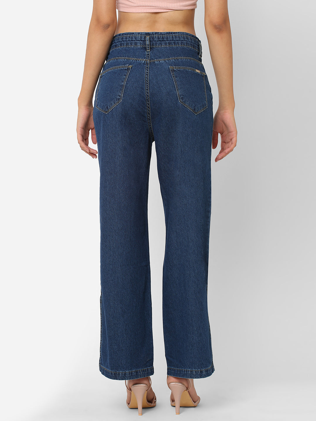 Women Blue High-Rise Wide Leg Jeans