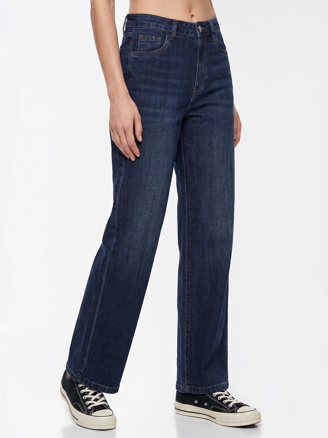 Women Blue High-Rise Wide Leg Jeans