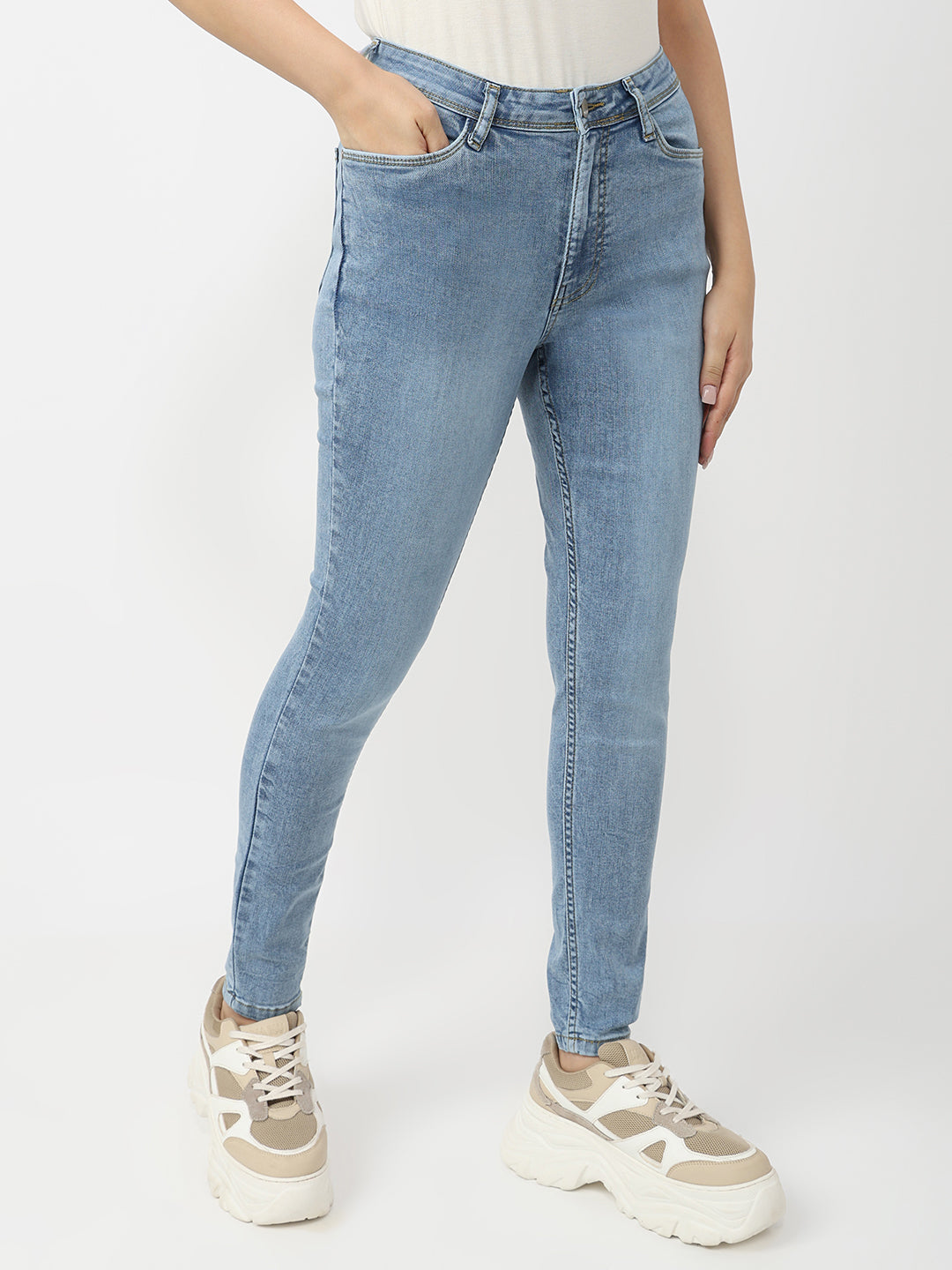 Women Blue High-Rise Skinny Jeans