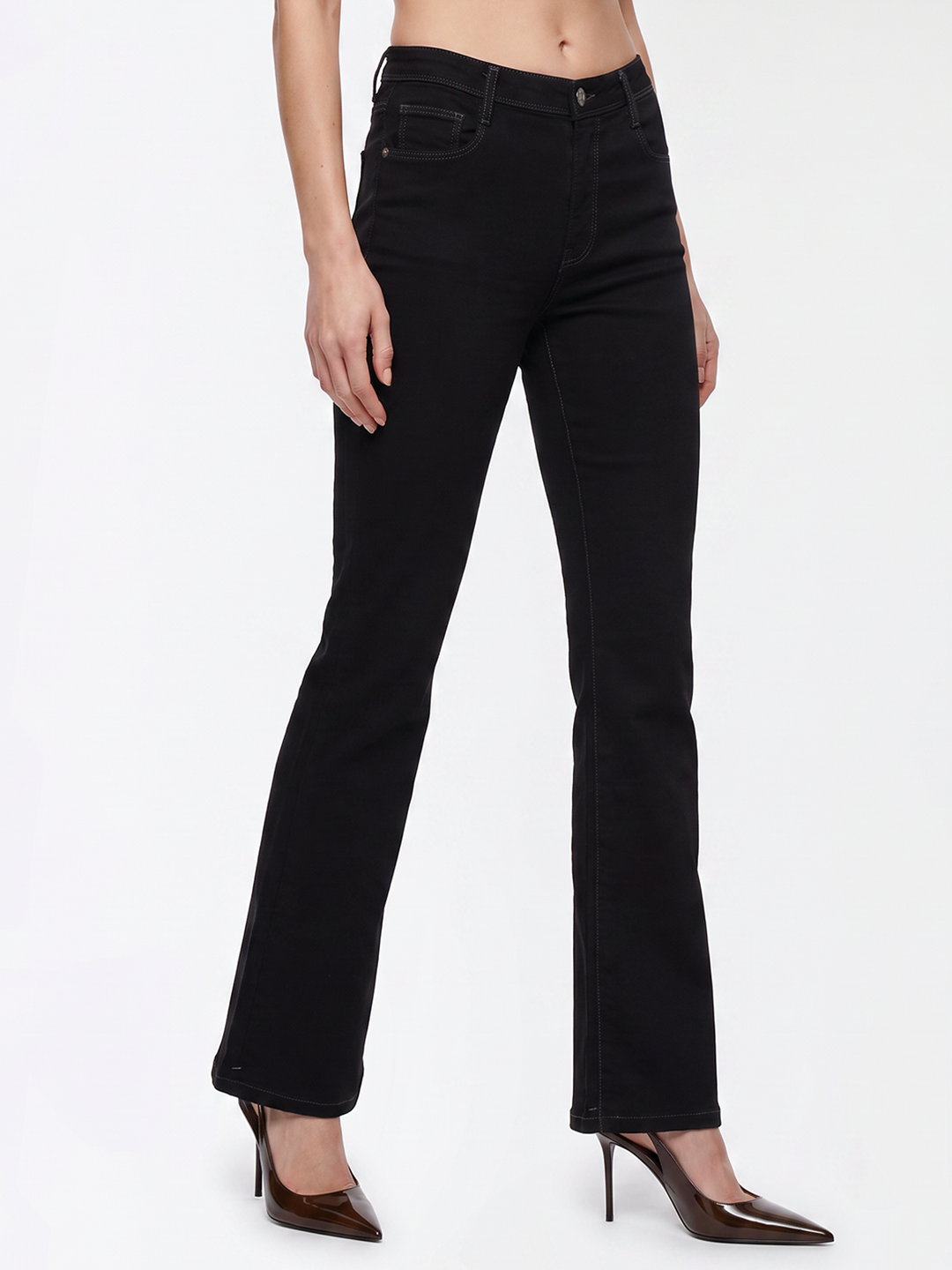 Women Black High-Rise Flare Jeans