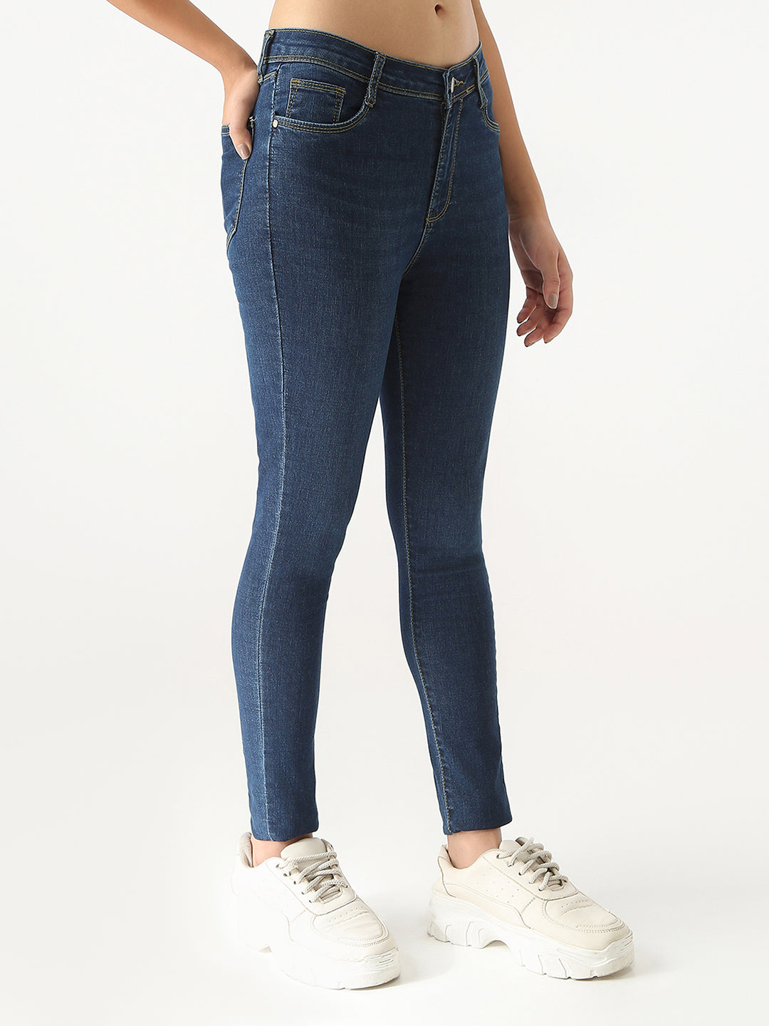 Women Dark Blue Sky High Skinny Jeans