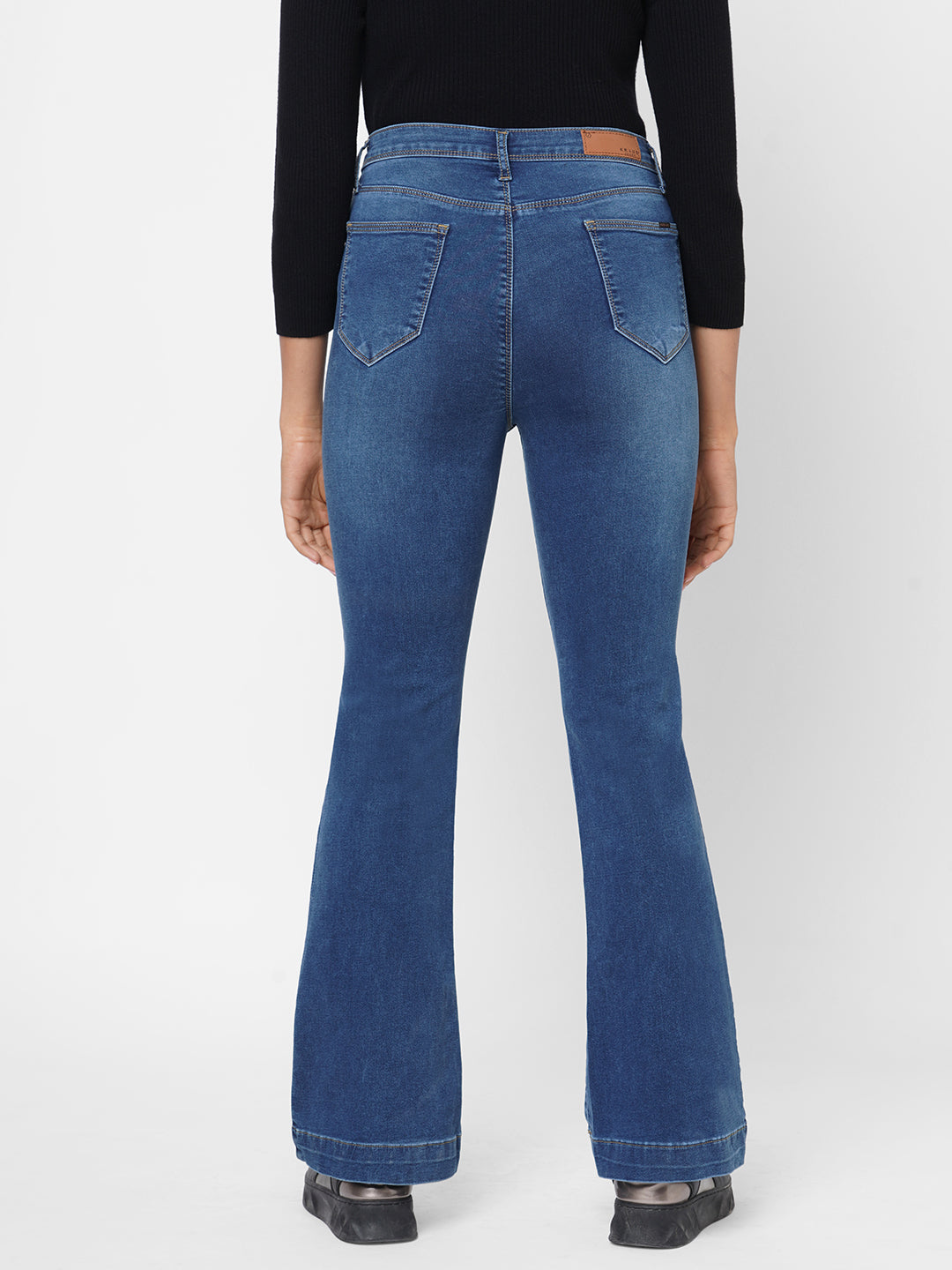 Women Blue High-Rise Mini Flare Jeans
