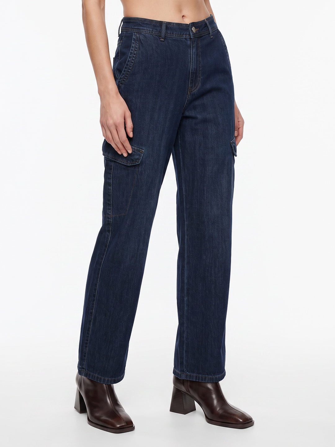Women Blue Mid-Rise Cargo