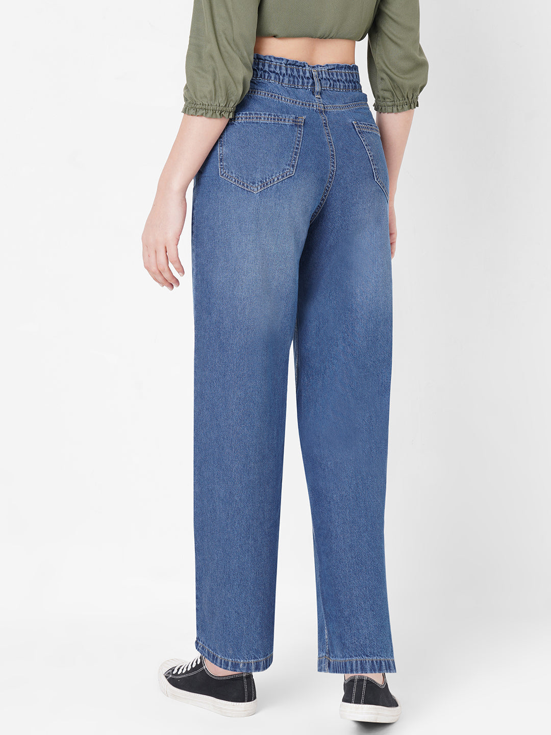 Women High-Rise Parallel Wide Leg Jeans