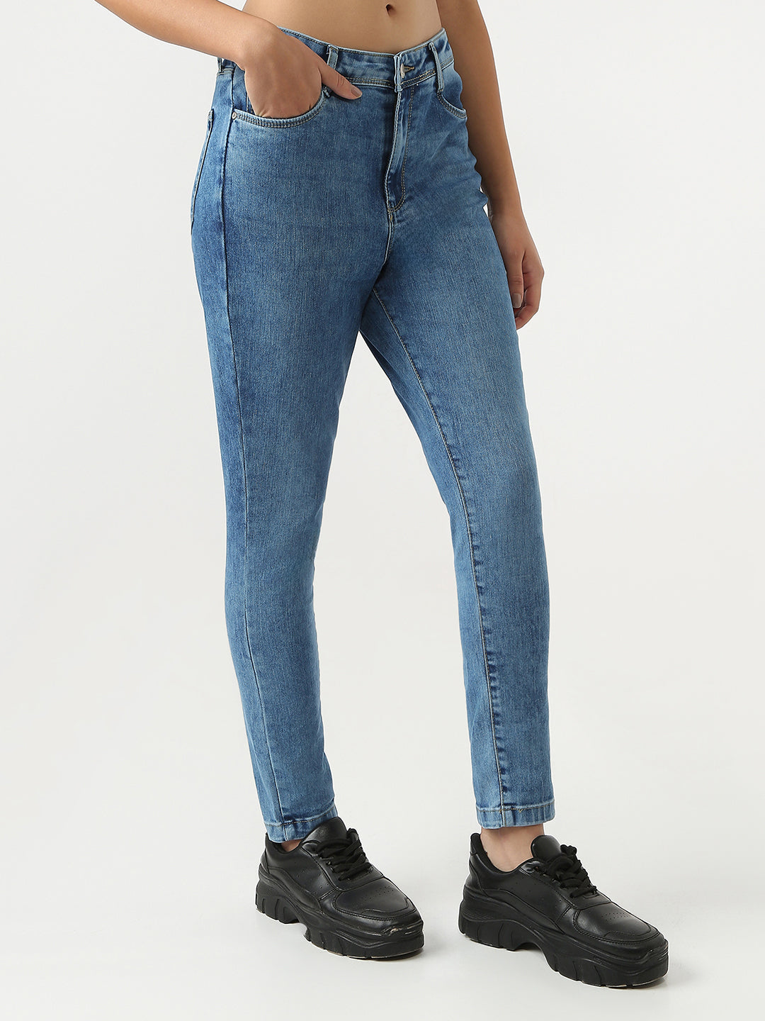Women Blue High-Rise Skinny Jeans