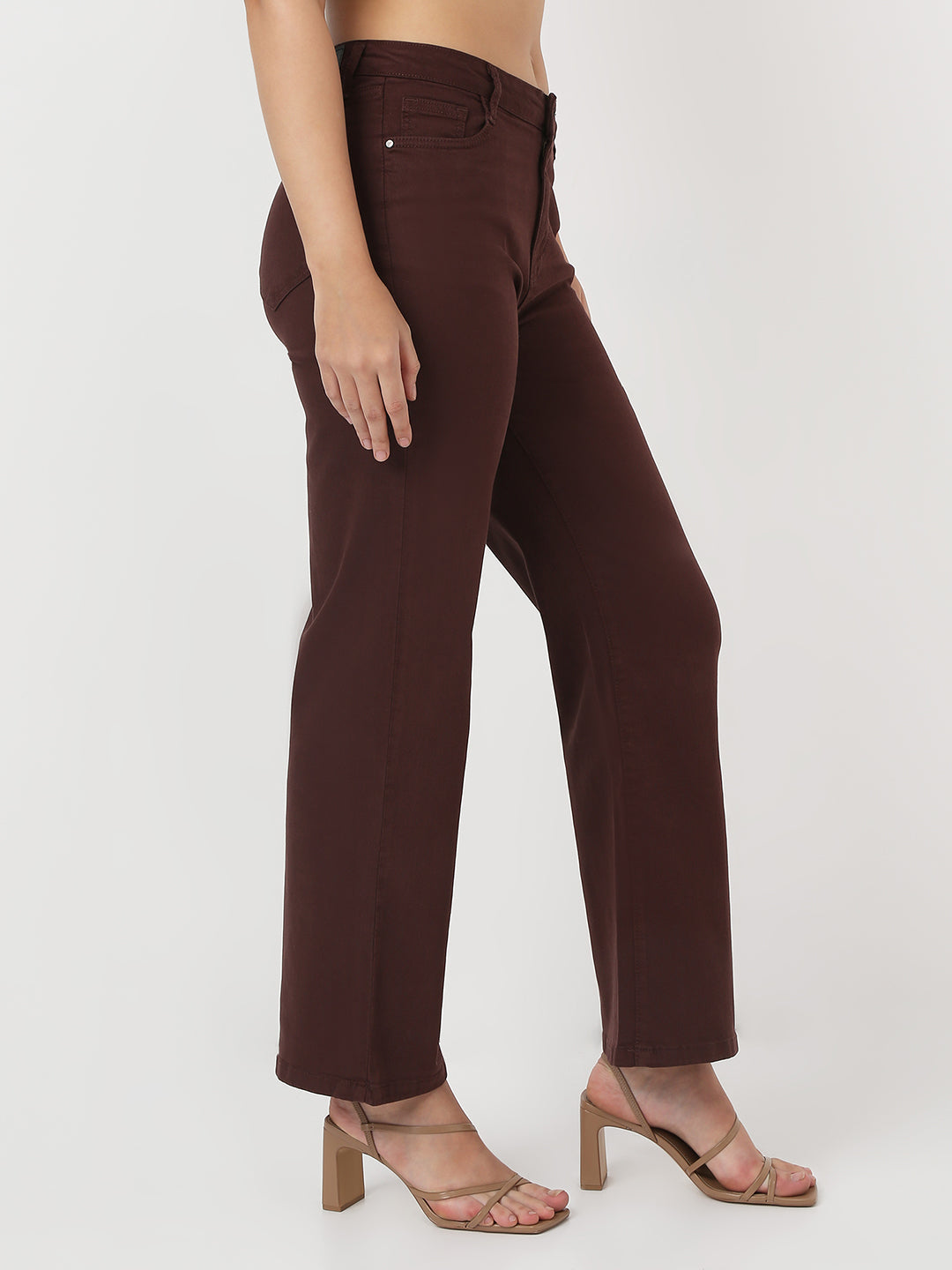 Women Sepia High-Rise Straight Fit Jeans