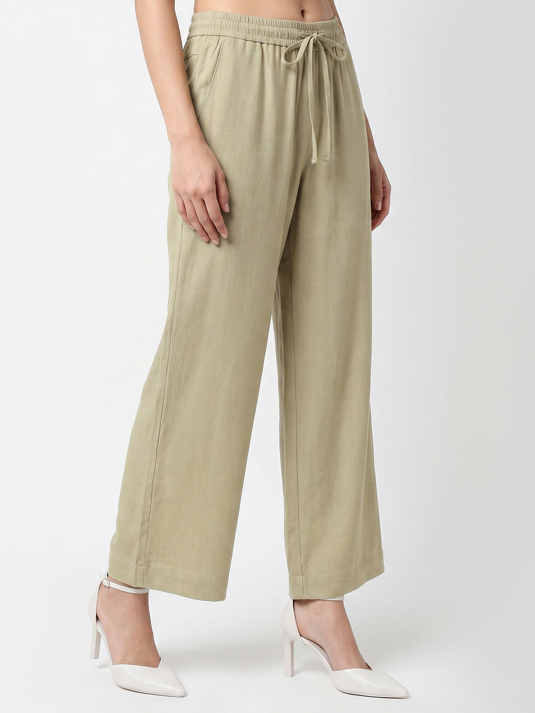 Women Light Olive Culottes