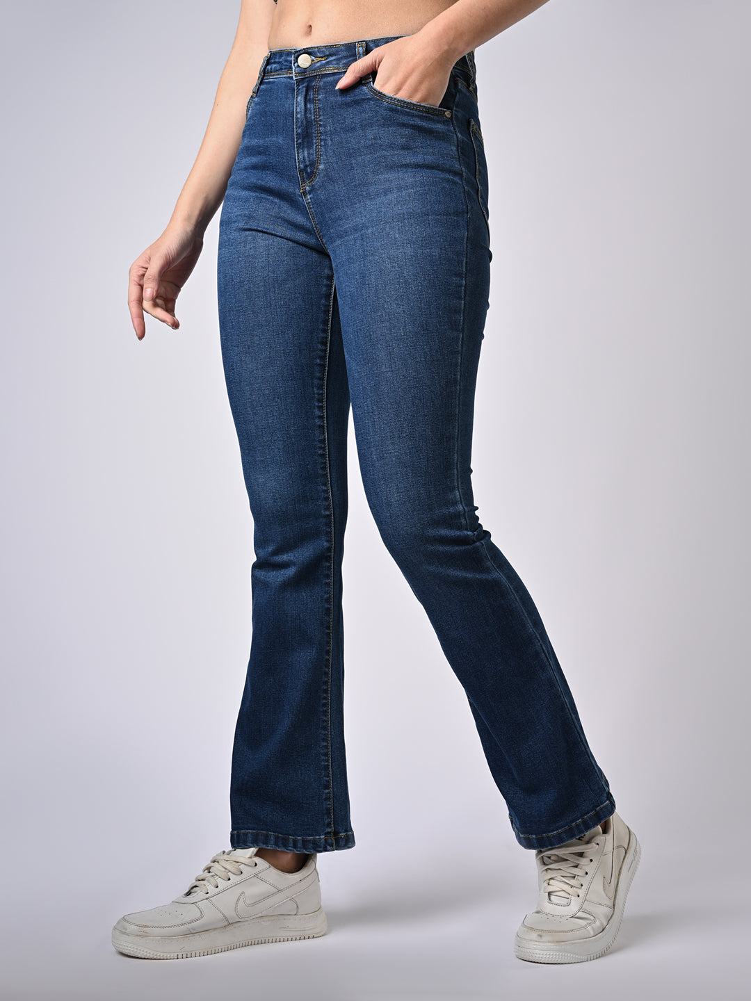 Women Blue High-Rise Flare Jeans