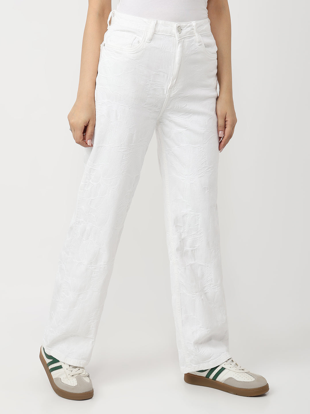 Women White High-Rise Straight Fit Jeans
