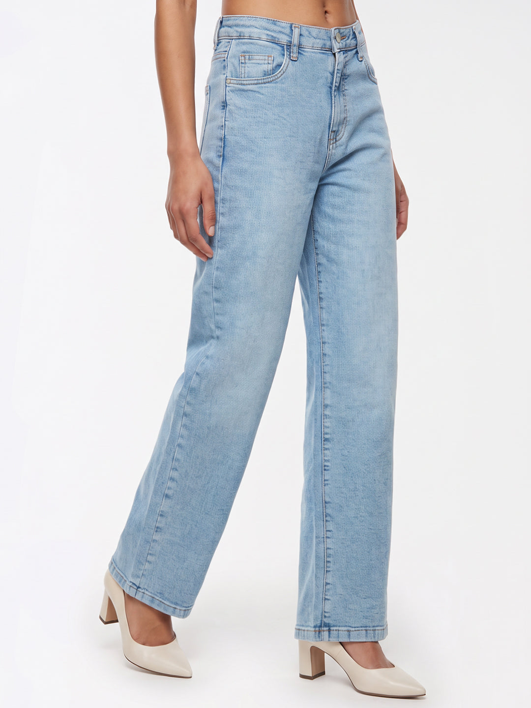 Light Blue High-Rise Wide Leg Jeans