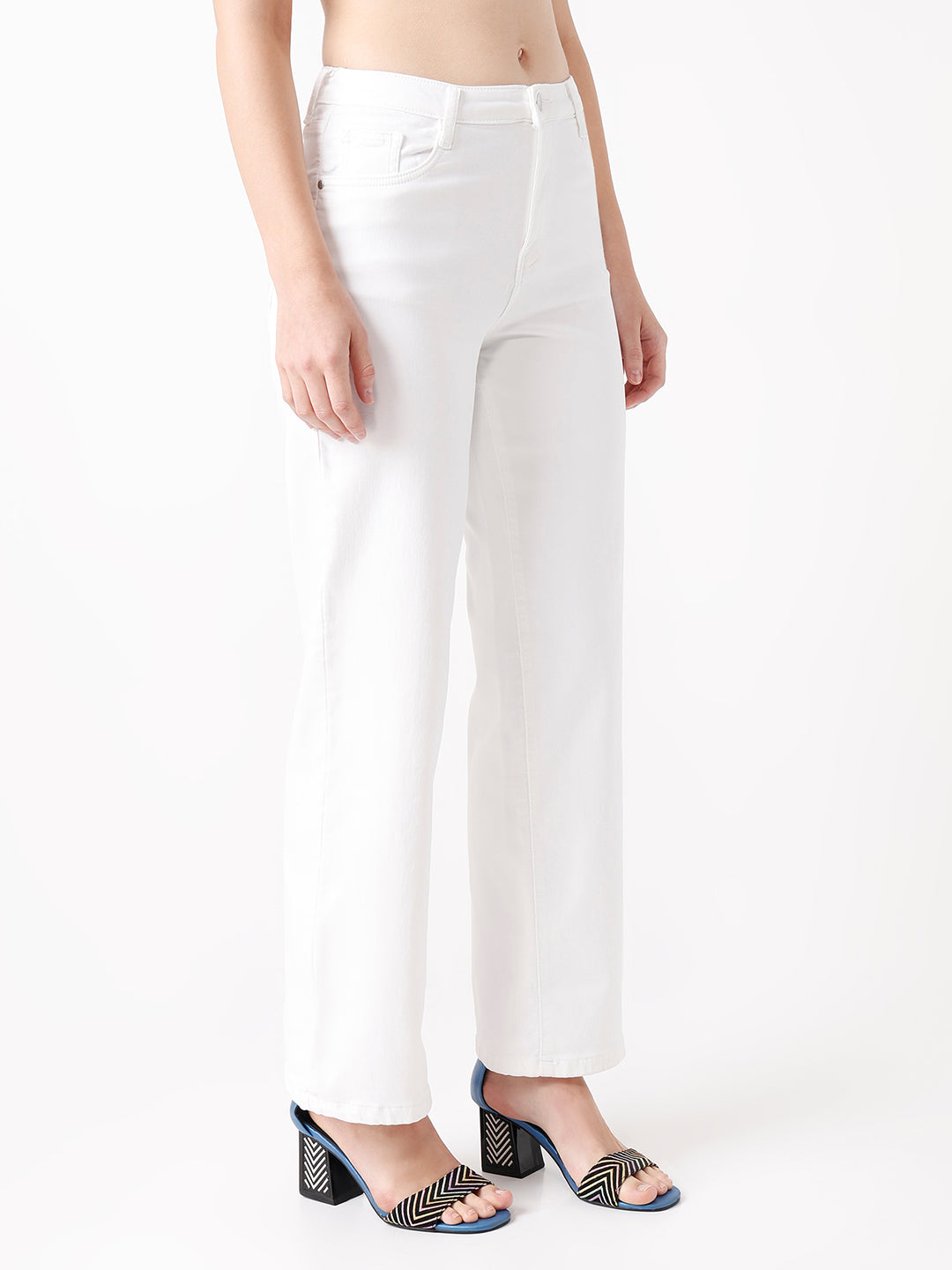 Women White High-Rise Wide Leg Jeans