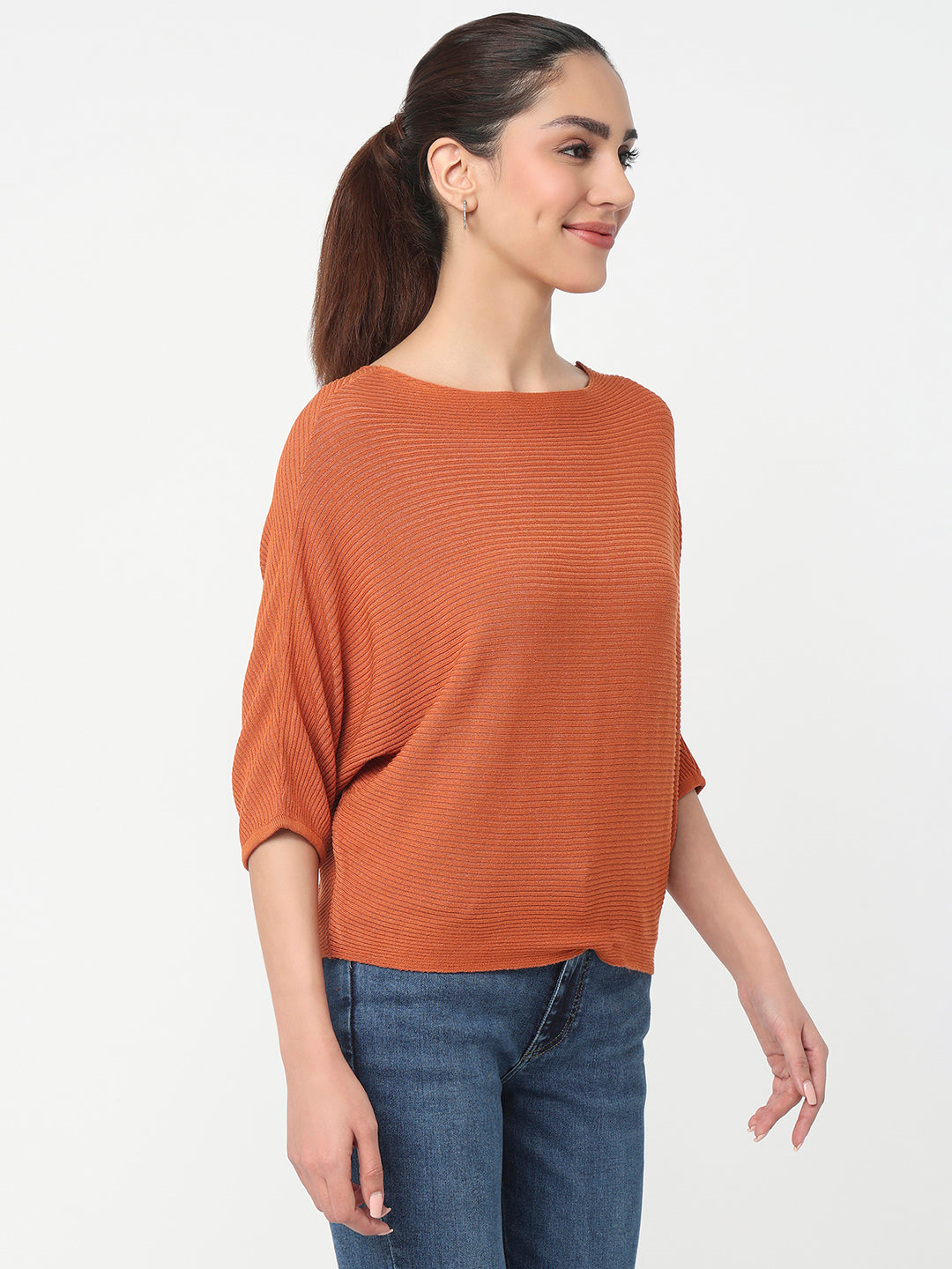 Women Burnt Orange Batsleeve Top